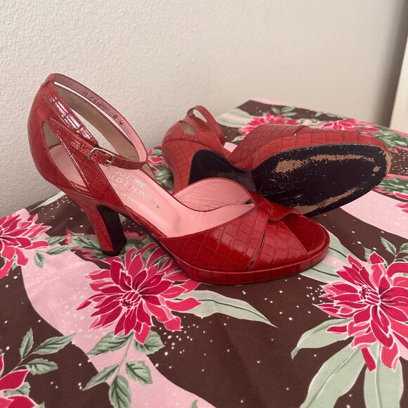 VTG Couture Donald J Pliner Leather Ankle Heels 8.5 Alligator officecore y2k 90s - Picture 12 of 14